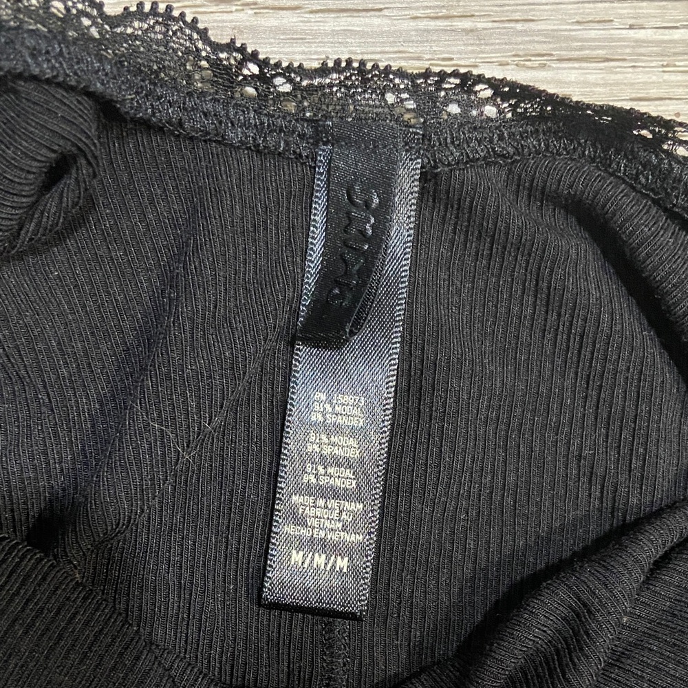 SKIMS Black Lace Trim Backless Dress
